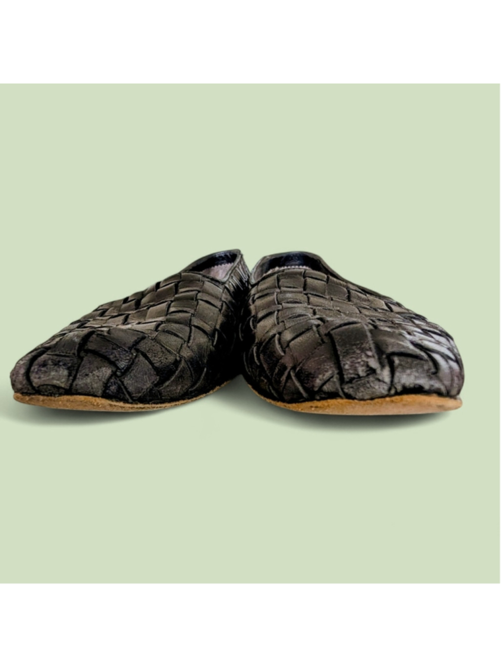 Cole Haan Italy Woven Leather Loafers Black Slip On Flats Women’s 9 AAA READ - Picture 4 of 10